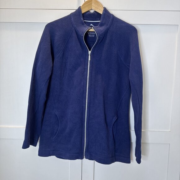Tommy Bahama Blue Full Zip Sweater | Women's Large Round Neck - Picture 1 of 16